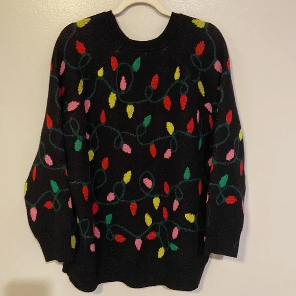 Torrid Women Christmas Lights Sweater Sz 1 or 14/16 Black Knit Holiday - Picture 3 of 10